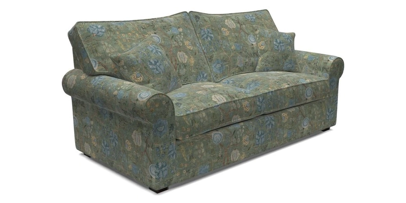 Upperton 3 Seater Loose Cover Sofa in Floral Linen Even So Verde - Fitted cover option available