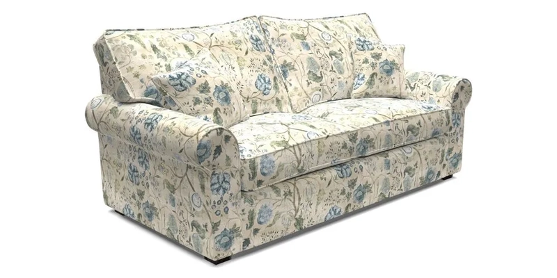 Upperton 3 Seater Loose Cover Sofa in Floral Linen Even So Verde - Fitted cover option available