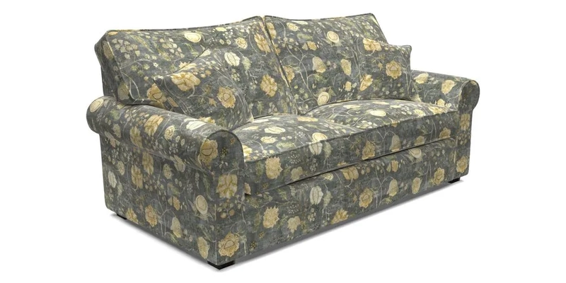 Upperton 3 Seater Loose Cover Sofa in Floral Linen Even So Verde - Fitted cover option available