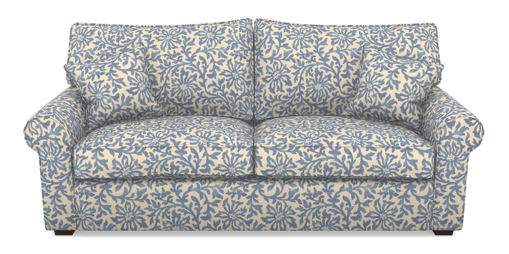 Product photograph of Upperton 4 Seater Sofa In V A Brompton Collection - Floral Scroll - Morning Blue from Sofas and Stuff Limited
