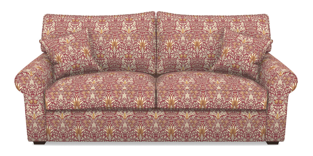 Product photograph of Upperton 4 Seater Sofa In William Morris Collection - Snakeshead - Claret Gold from Sofas and Stuff Limited