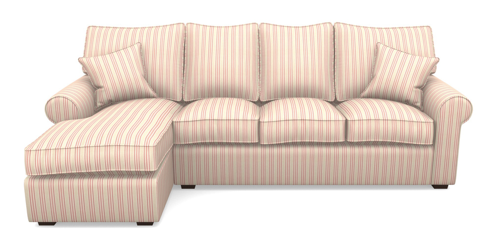 Product photograph of Upperton Lhf Chaise In Cloth 22 - Racing Stripes Ayr - Cherry from Sofas and Stuff Limited