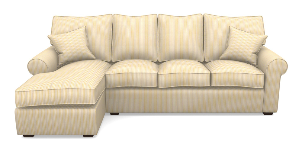 Product photograph of Upperton Lhf Chaise In Cloth 22 - Racing Stripes Ayr - Lemon from Sofas and Stuff Limited