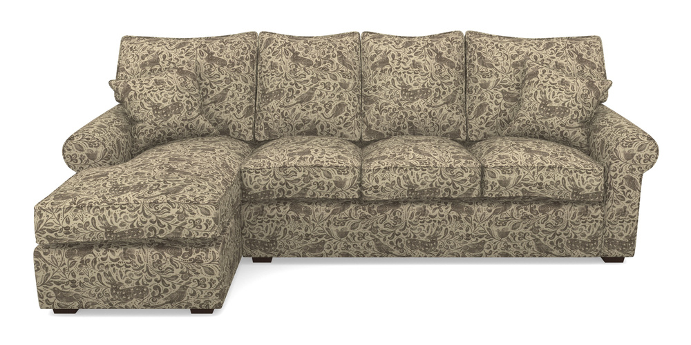 Product photograph of Upperton Lhf Chaise In V A Drawn From Nature - Bird And Rabbit - Brown from Sofas and Stuff Limited