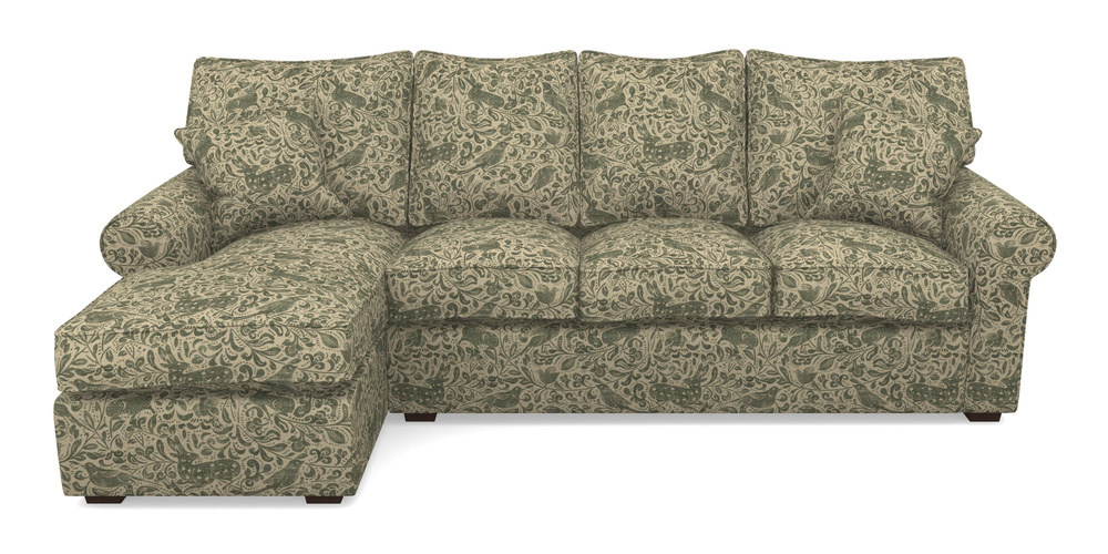 Product photograph of Upperton Lhf Chaise In V A Drawn From Nature - Bird And Rabbit - Dark Green from Sofas and Stuff Limited