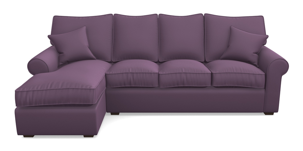 Product photograph of Upperton Lhf Chaise In Clever Glossy Velvet - Blackcurrant from Sofas and Stuff Limited