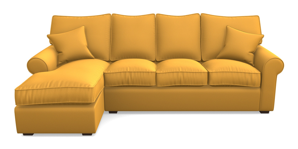 Product photograph of Upperton Lhf Chaise In Clever Glossy Velvet - Fools Gold from Sofas and Stuff Limited