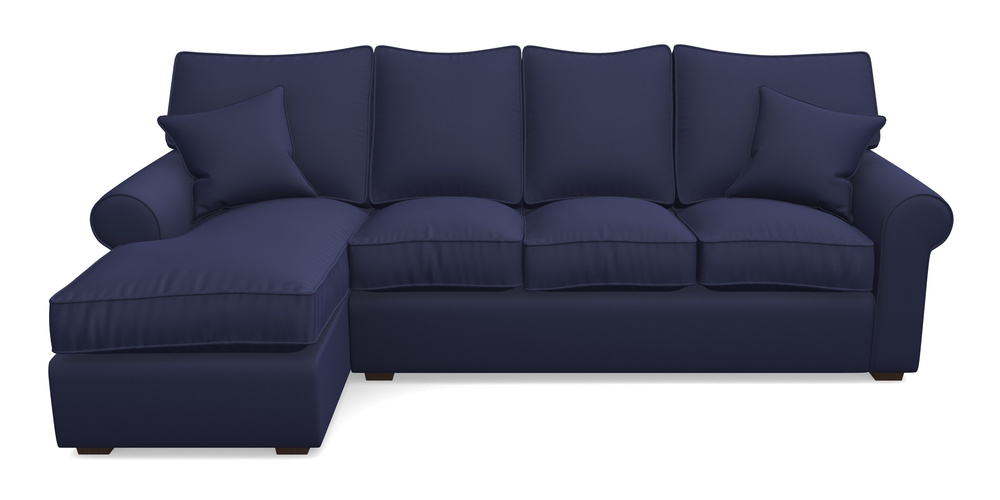 Product photograph of Upperton Lhf Chaise In Clever Glossy Velvet - Navy from Sofas and Stuff Limited