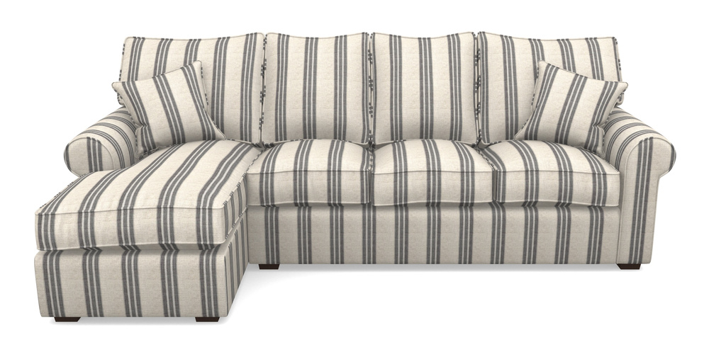 Product photograph of Upperton Lhf Chaise In Cloth 18 Stripes - Bengal - Bible Black from Sofas and Stuff Limited