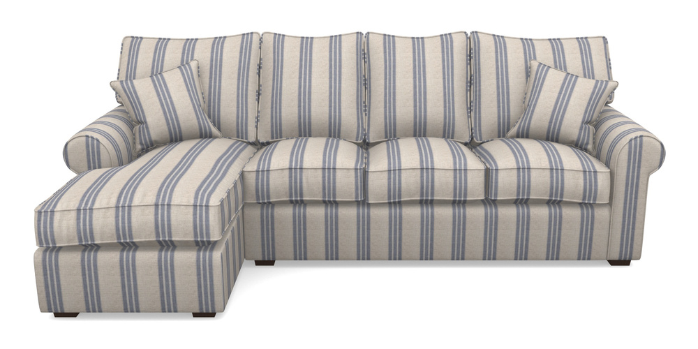 Product photograph of Upperton Lhf Chaise In Cloth 18 Stripes - Bengal - Indigo from Sofas and Stuff Limited