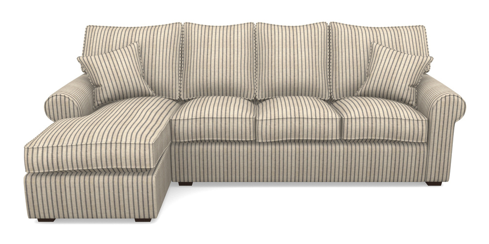 Product photograph of Upperton Lhf Chaise In Cloth 18 Stripes - Ticking - Bible Black from Sofas and Stuff Limited