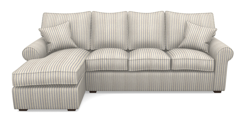 Product photograph of Upperton Lhf Chaise In Cloth 18 Stripes - Ticking - Indigo from Sofas and Stuff Limited