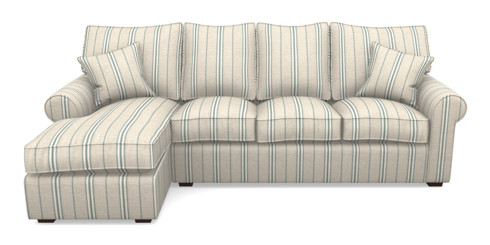 Product photograph of Upperton Lhf Chaise In Cloth 18 Stripes - Regimental - Basil from Sofas and Stuff Limited