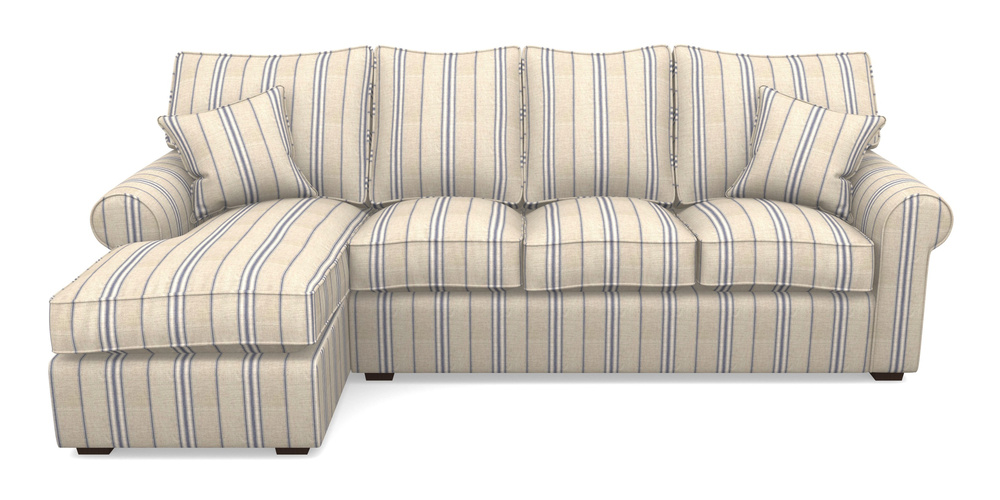 Product photograph of Upperton Lhf Chaise In Cloth 18 Stripes - Regimental - Indigo from Sofas and Stuff Limited