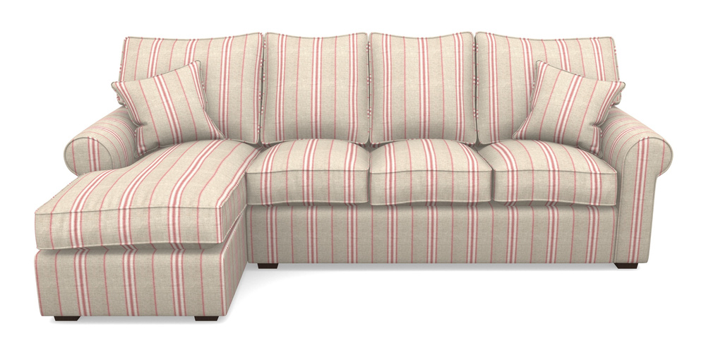 Product photograph of Upperton Lhf Chaise In Cloth 18 Stripes - Regimental - Cranberry from Sofas and Stuff Limited