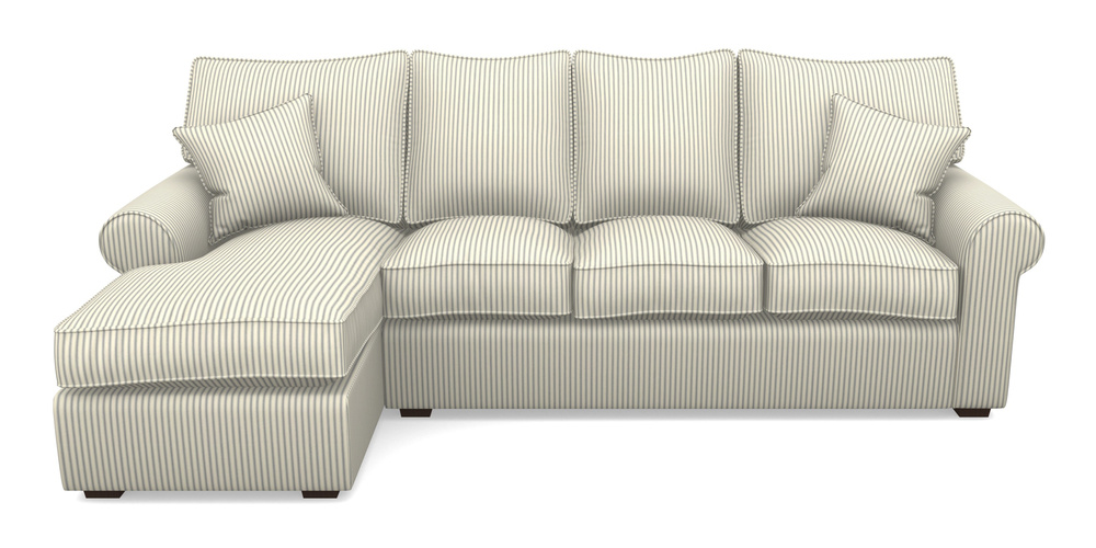 Product photograph of Upperton Lhf Chaise In Cotton Stripe - Airforce from Sofas and Stuff Limited