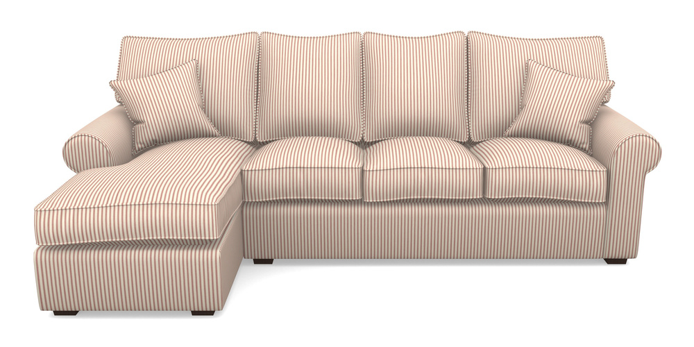 Product photograph of Upperton Lhf Chaise In Cotton Stripe - Peony from Sofas and Stuff Limited