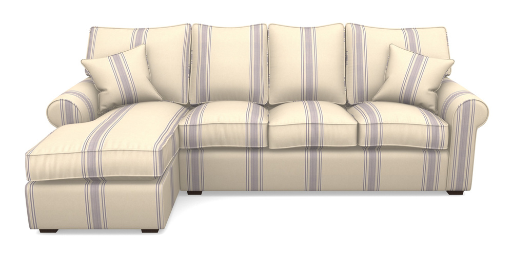 Product photograph of Upperton Lhf Chaise In Cloth 22 - Racing Stripes Cheltenham - Blueberry from Sofas and Stuff Limited