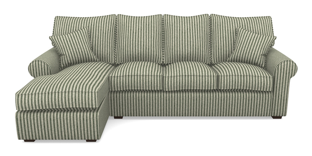 Product photograph of Upperton Lhf Chaise In Cloth 22 - Pinstripe - Courgette from Sofas and Stuff Limited