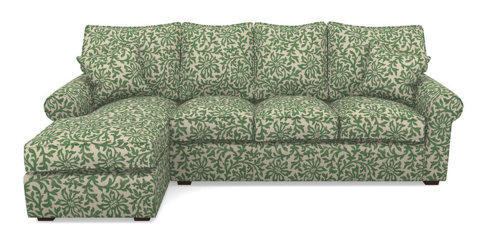 Product photograph of Upperton Lhf Chaise In V A Brompton Collection - Floral Scroll - Basil from Sofas and Stuff Limited