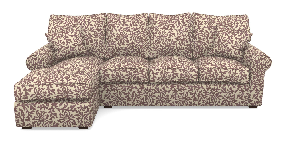 Product photograph of Upperton Lhf Chaise In V A Brompton Collection - Floral Scroll - Cacao from Sofas and Stuff Limited