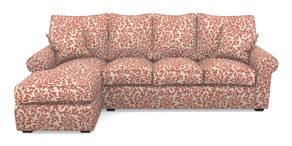 Product photograph of Upperton Lhf Chaise In V A Brompton Collection - Floral Scroll - Chilli from Sofas and Stuff Limited