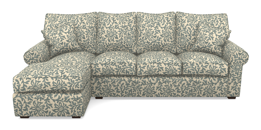 Product photograph of Upperton Lhf Chaise In V A Brompton Collection - Floral Scroll - Pebble from Sofas and Stuff Limited