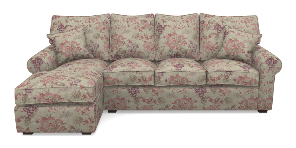 Product photograph of Upperton Lhf Chaise In Floral Linen - Faith Rose Quartz from Sofas and Stuff Limited