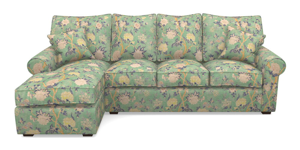 Product photograph of Upperton Lhf Chaise In Floral Linen - Even So Verde from Sofas and Stuff Limited