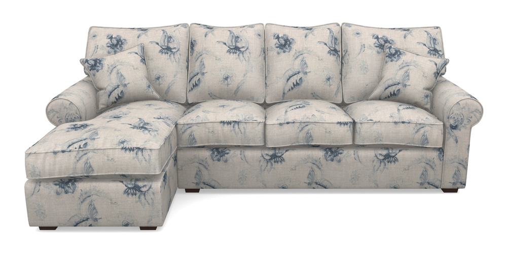 Product photograph of Upperton Lhf Chaise In Floral Linen - Lela Mystery Indigo from Sofas and Stuff Limited