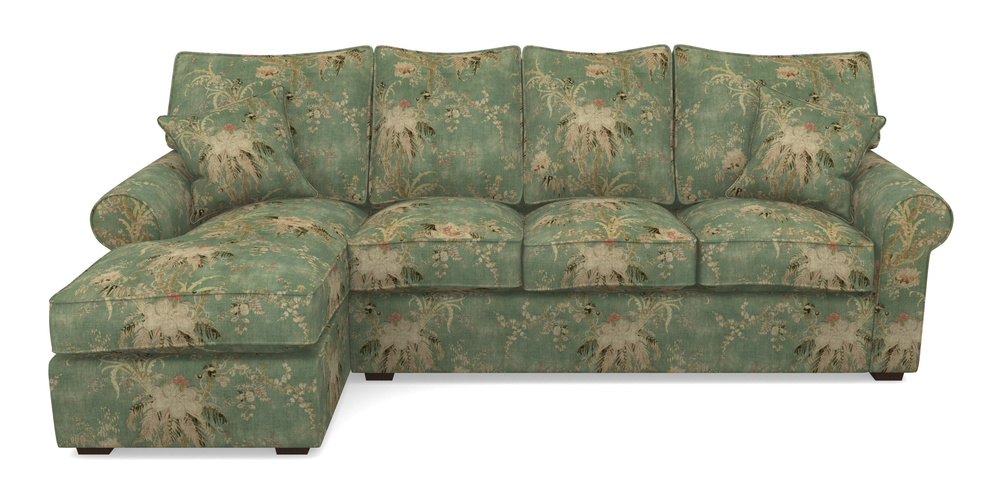 Product photograph of Upperton Lhf Chaise In Floral Linen - Zefferino Emerald from Sofas and Stuff Limited