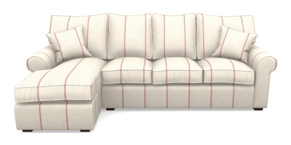 Product photograph of Upperton Lhf Chaise In Grain Sack Stripe - Red from Sofas and Stuff Limited