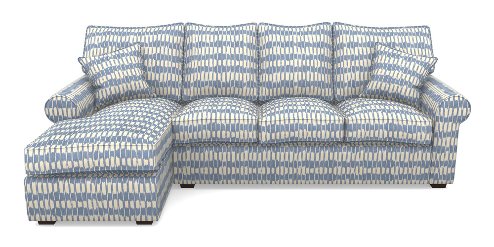 Product photograph of Upperton Lhf Chaise In V A Brompton Collection - Ikat - Morning Blue from Sofas and Stuff Limited