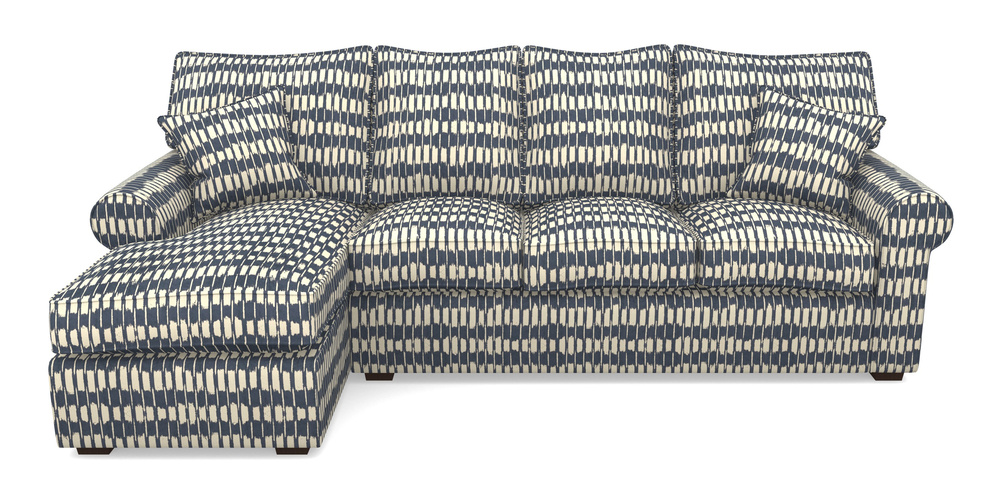 Product photograph of Upperton Lhf Chaise In V A Brompton Collection - Ikat - Midnight Blue from Sofas and Stuff Limited