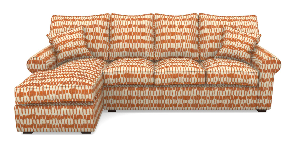 Product photograph of Upperton Lhf Chaise In V A Brompton Collection - Ikat - Terracotta from Sofas and Stuff Limited