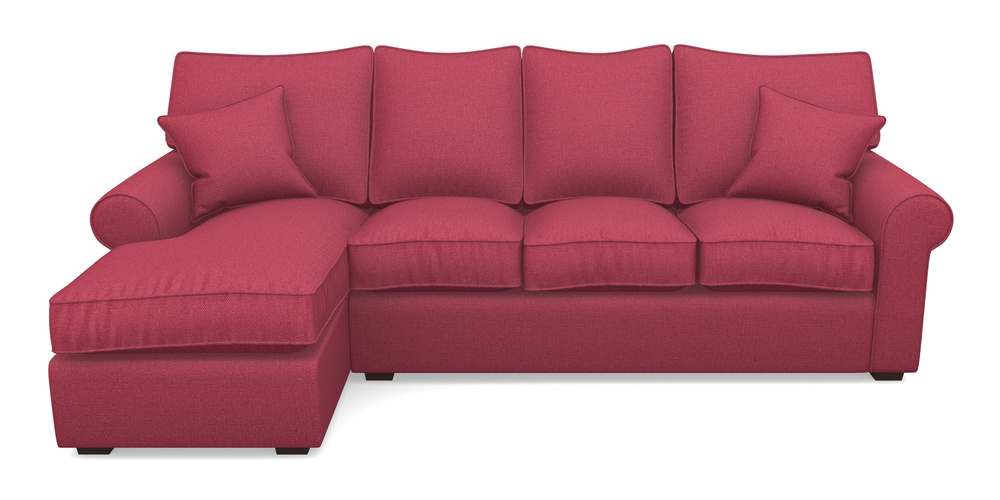 Product photograph of Upperton Lhf Chaise In Plain Linen Cotton - Raspberry Jam from Sofas and Stuff Limited