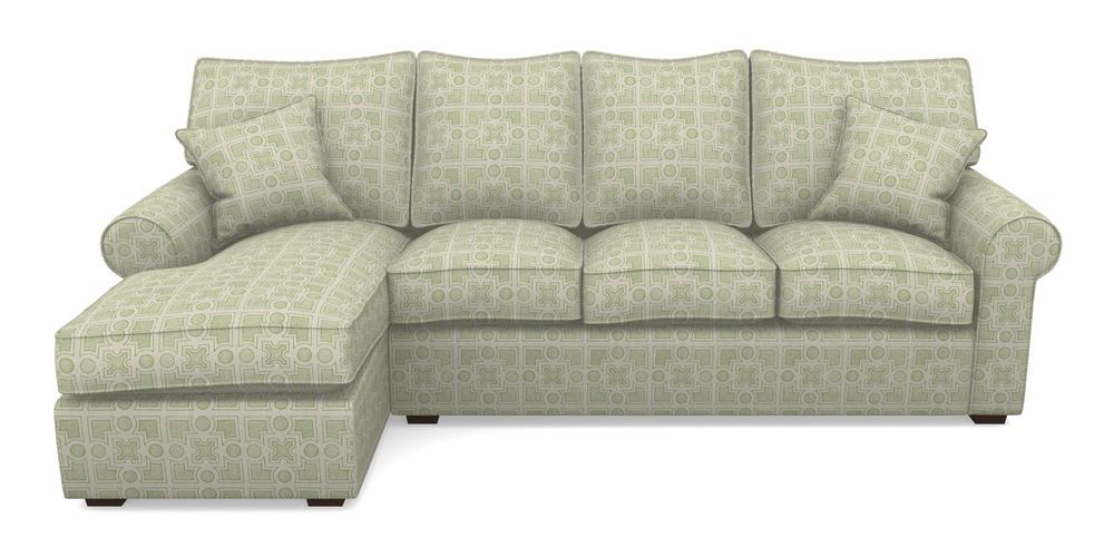 Product photograph of Upperton Lhf Chaise In Rhs Collection - Small Knot Garden Cotton Weave - Green from Sofas and Stuff Limited