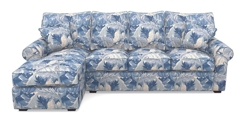 Product photograph of Upperton Lhf Chaise In William Morris Collection - Acanthus - Woad from Sofas and Stuff Limited