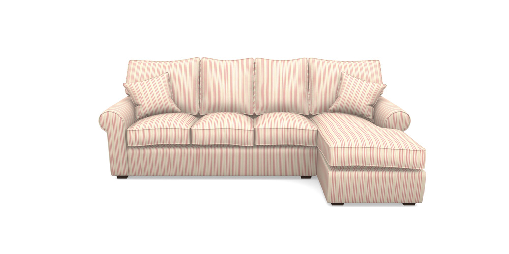 Product photograph of Upperton Rhf Chaise In Cloth 22 - Racing Stripes Ayr - Cherry from Sofas and Stuff Limited