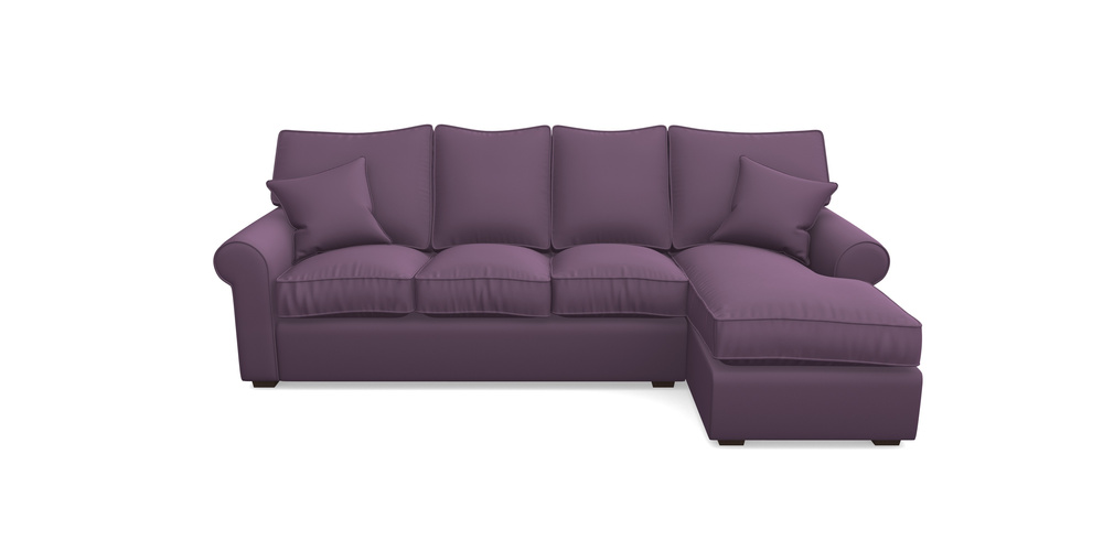 Product photograph of Upperton Rhf Chaise In Clever Glossy Velvet - Blackcurrant from Sofas and Stuff Limited