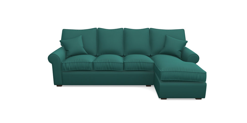 Product photograph of Upperton Rhf Chaise In Clever Glossy Velvet - Kingfisher from Sofas and Stuff Limited