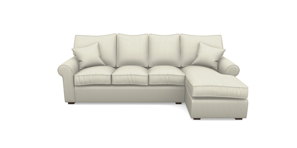 Product photograph of Upperton Rhf Chaise In Cotton Stripe - Airforce from Sofas and Stuff Limited