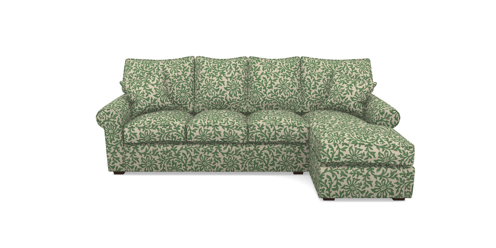 Product photograph of Upperton Rhf Chaise In V A Brompton Collection - Floral Scroll - Basil from Sofas and Stuff Limited