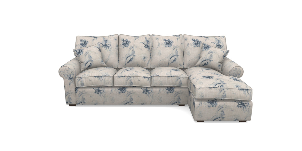 Product photograph of Upperton Rhf Chaise In Floral Linen - Lela Mystery Indigo from Sofas and Stuff Limited