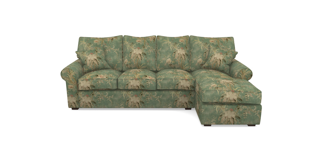 Product photograph of Upperton Rhf Chaise In Floral Linen - Zefferino Emerald from Sofas and Stuff Limited