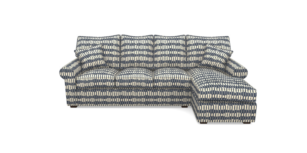 Product photograph of Upperton Rhf Chaise In V A Brompton Collection - Ikat - Midnight Blue from Sofas and Stuff Limited