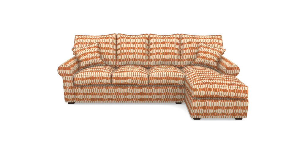 Product photograph of Upperton Rhf Chaise In V A Brompton Collection - Ikat - Terracotta from Sofas and Stuff Limited