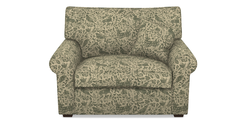 Product photograph of Upperton Snuggler In V A Drawn From Nature - Bird And Rabbit - Dark Green from Sofas and Stuff Limited