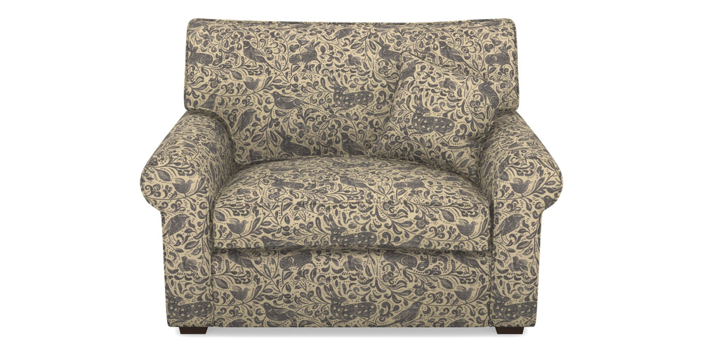 Product photograph of Upperton Snuggler In V A Drawn From Nature - Bird And Rabbit - Navy from Sofas and Stuff Limited