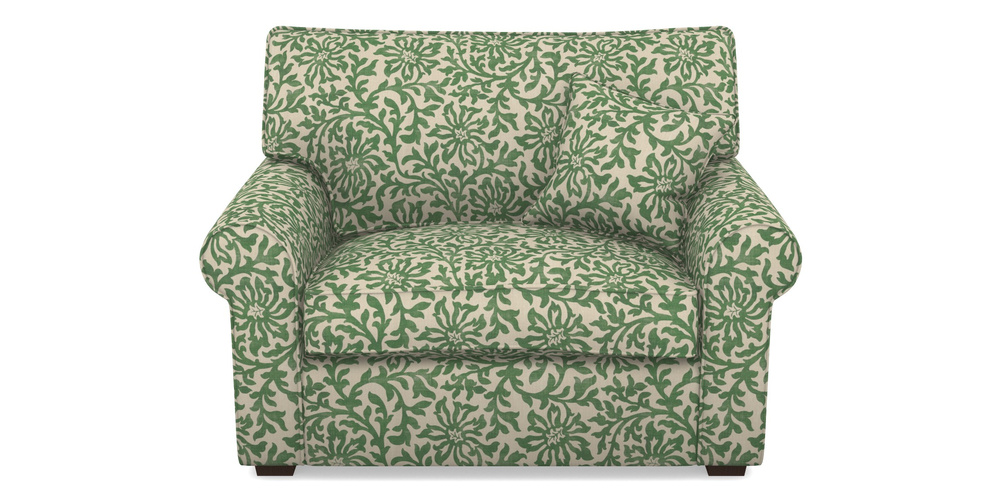 Product photograph of Upperton Snuggler In V A Brompton Collection - Floral Scroll - Basil from Sofas and Stuff Limited